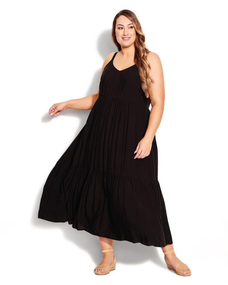 Plus size model wearing Tiered Maxi Dress by Avenue | Dia&Co | dia_product_style_image_id:171835